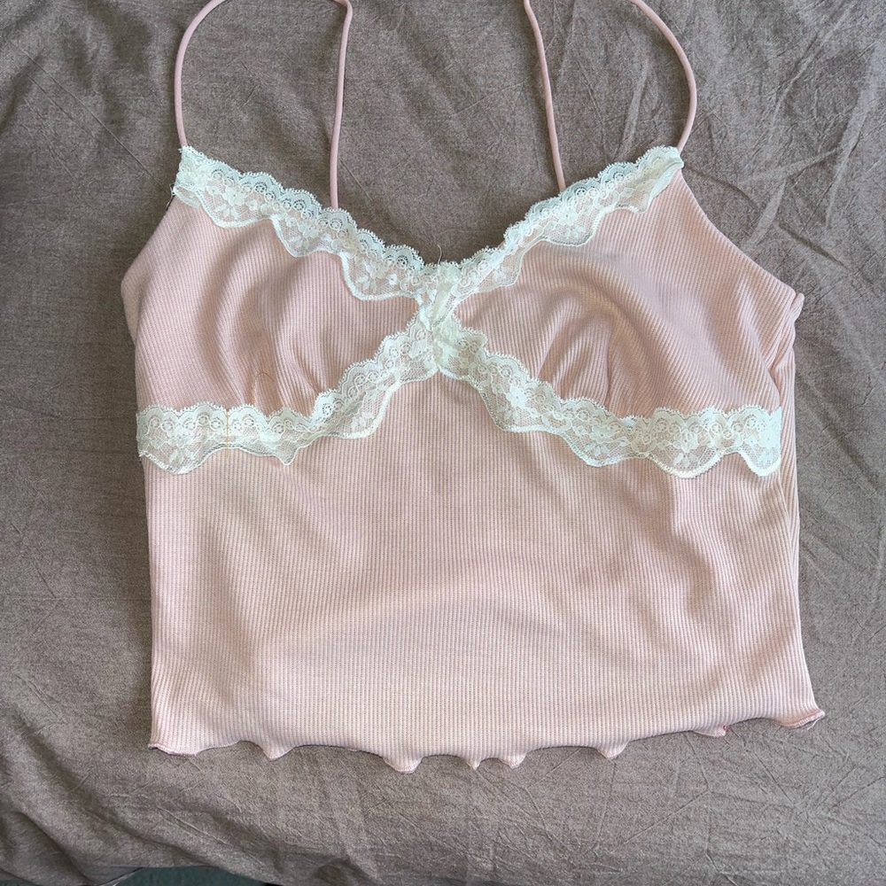 Shein baby pink cropped tank top